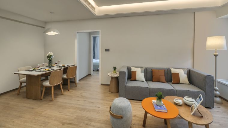 Apartmenttypes SR China Changsha Adoor Suits Riverside Changsha 1BRM Deluxe Living Room 03 LR