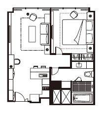 ascott ifc guangzhou one bedroom deluxe floor plan