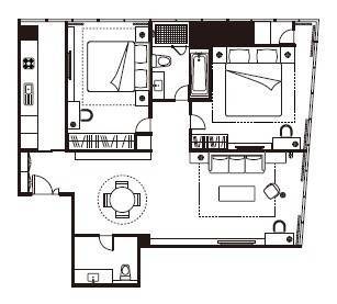 ascott ifc guangzhou two bedroom deluxe floor plan