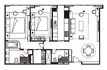 ascott ifc guangzhou two bedroom executive floor plan