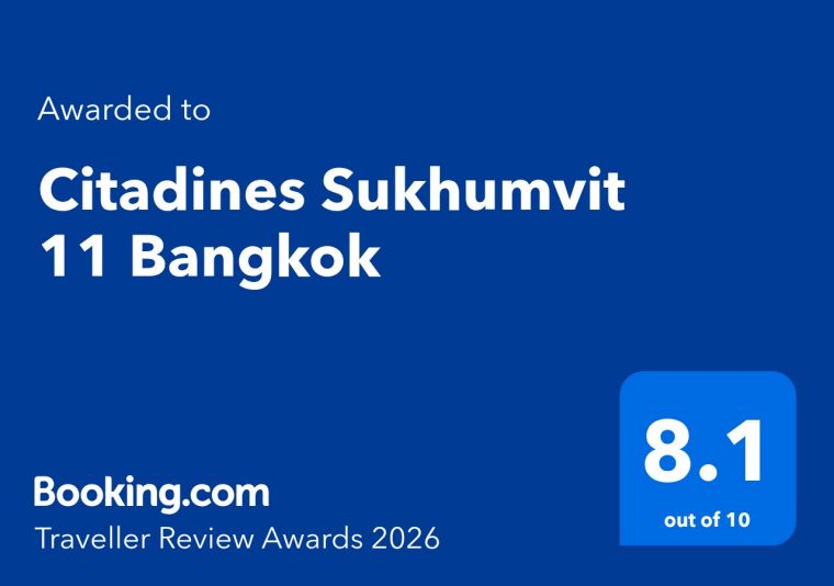<strong>Traveller Review Awards 2026</strong></br>Citadines Sukhumvit 11 Bangkok has been awarded the <strong>Traveller Review Awards</strong> 2026 on Booking.com