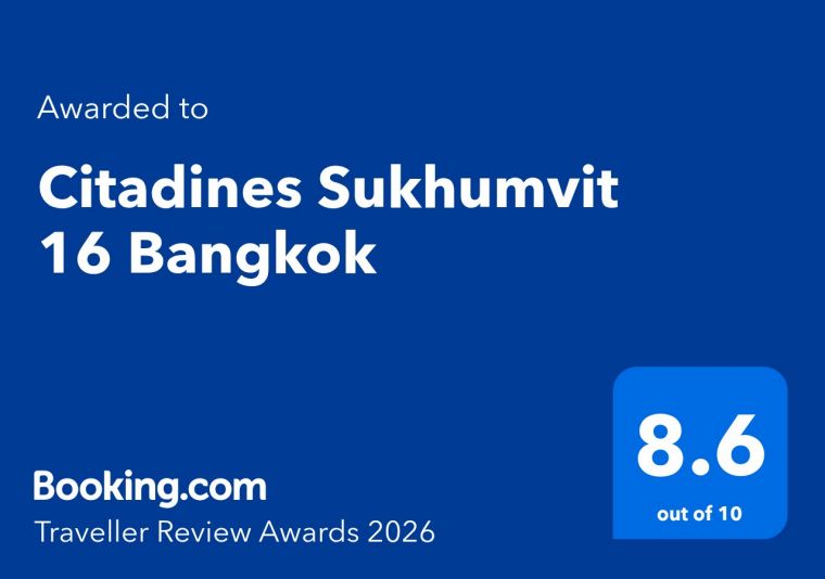 <strong>Traveller Review Awards 2026</strong></br>Citadines Sukhumvit 16 Bangkok has been awarded the <strong>Traveller Review Awards 2026</strong> on Booking.com