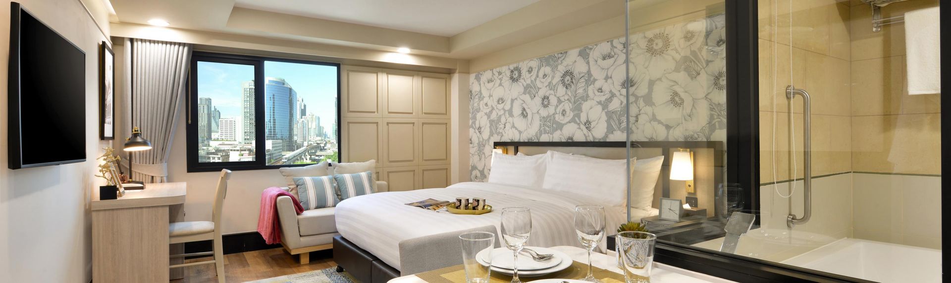 曼谷奥克伍德华庭酒店及酒店公寓一居室豪华公寓