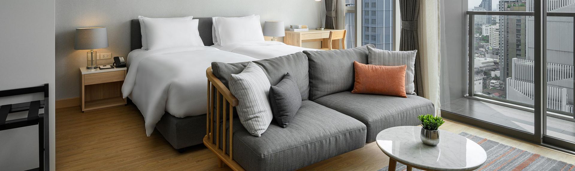 曼谷奥克伍德优阁酒店公寓豪华单间公寓（双床）